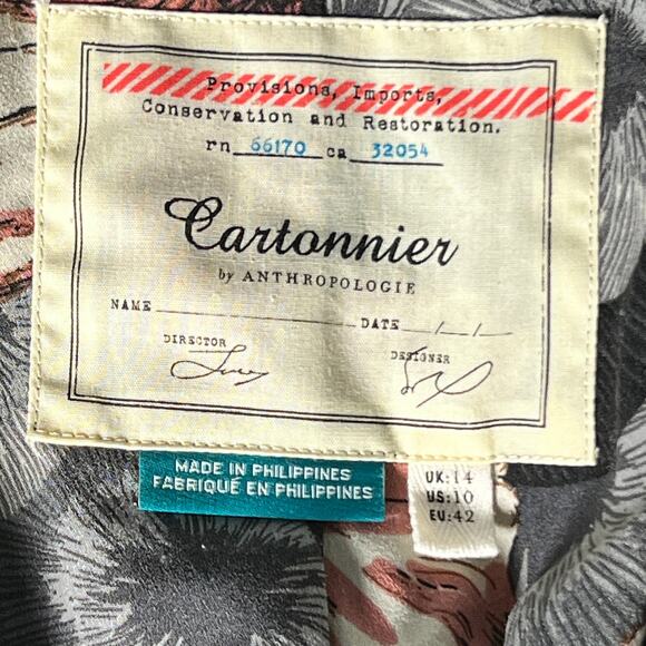 Cartonnier x Anthropologie Lloyd Single Button Tie Sleeve Blazer Jacket 10 Black - Picture 5 of 7